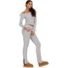 Forever 21 Women’s Bow Detail Top & Pant Set(Heather Grey)