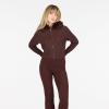 Forever 21 Women’s Cable Knit Hoodie & Flare Set(Brown)