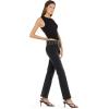 Forever 21 Women’s Flared Denim Pant with Large Buckle Belt.(Black)