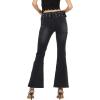 Forever 21 Women’s Flared Denim Pant with Large Buckle Belt.(Black)