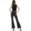 Forever 21 Women’s Flared Denim Pant with Large Buckle Belt.(Black)