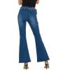 Forever 21 Women’s Flared Denim Pant with Large Buckle Belt.(Blue)