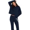 Forever 21 Women’s Hoodie & Foldover Pant Set(Navy)