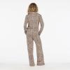 Forever 21 Women’s Pj Set – Button Down Shirt and Drawstring Pants With Piping and Aop(Leopard)
