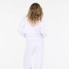 Forever 21 Women’s Pj Set – Button Down Shirt and Drawstring Pants With Piping and Aop(White)