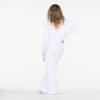Forever 21 Women’s Pj Set – Button Down Shirt and Drawstring Pants With Piping and Aop(White)