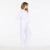 Forever 21 Women’s Pj Set – Button Down Shirt and Drawstring Pants With Piping and Aop(White)