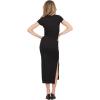 Forever 21 Women’s Short Sleeve Boatneck Midi Dress with Side Slit, Black, XS
