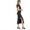 Forever 21 Women’s Short Sleeve Boatneck Midi Dress(Black)