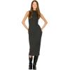 Forever 21 Women’s Sleeveless Midi Dress – Mock Neck Form-Fitting Stretch(Charcoal)