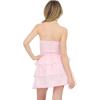 Forever 21 Women’s Strapless Frill Mini Dress Shirred(Pink)