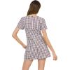 Forever 21 Women’s V-Neck Plaid Dress with Front Placket(Brown)