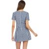 Forever 21 Women’s V-Neck Plaid Dress with Front Placket(Navy)