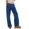 Forever 21 Women’s Wide Leg Light Weight Denim with Drawstring and Pockets(Blue)