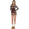 Forever 21 Women’s Zip-up Sweater & Shorts Set(Brown)