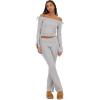 Forever 21 Women’s Bow Detail Top & Pant Set(Heather Grey)