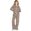 Forever 21 Women’s Pj Set – Button Down Shirt and Drawstring Pants With Piping and Aop(Leopard)