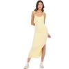 Forever 21 Women’s Rib Midi Dress with Slight Scoop(Yellow)