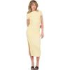 Forever 21 Women’s Short Sleeve Boatneck Midi Dress(Yellow)