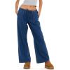 Forever 21 Women’s Wide Leg Light Weight Denim with Drawstring and Pockets(Blue)