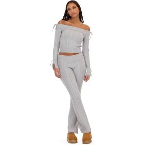 Forever 21 Women’s Bow Detail Top & Pant Set(Heather Grey)