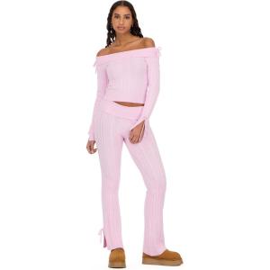 Forever 21 Women’s Bow Detail Top & Pant Set(Pink)