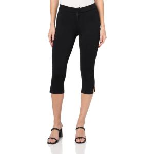 Forever 21 Women’s Capri Pants with Fold Over Waist and Bottom Slits(Black)
