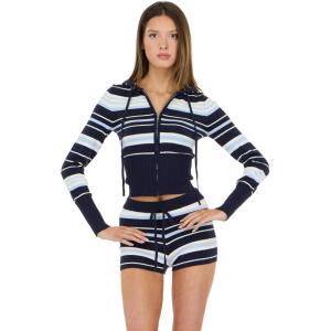 Forever 21 Women’s Zip-up Sweater & Shorts Set(Blue)