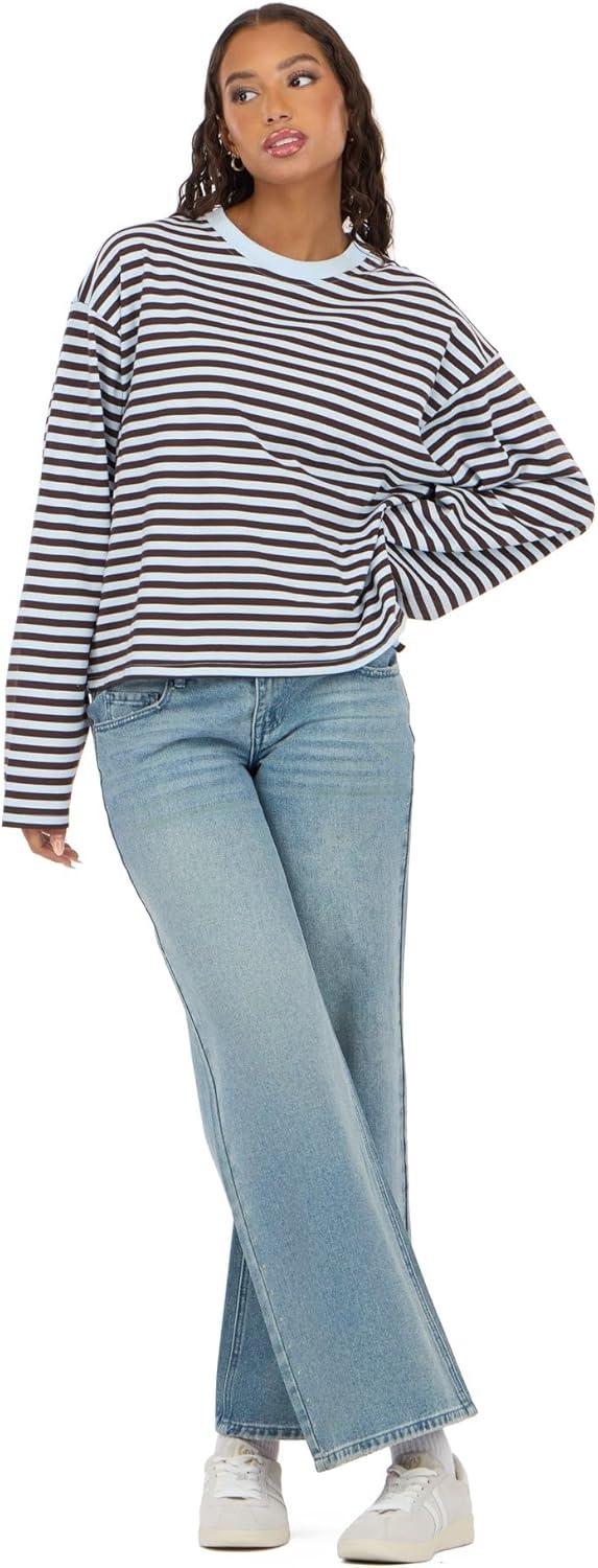 image:imageForever 21 Womens Long Sleeve Crew Neck TopBlue