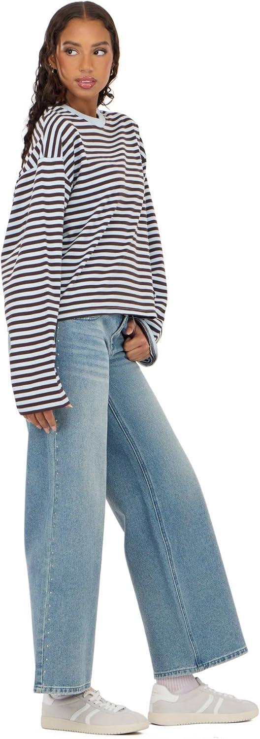 image:imageForever 21 Womens Long Sleeve Crew Neck TopBlue