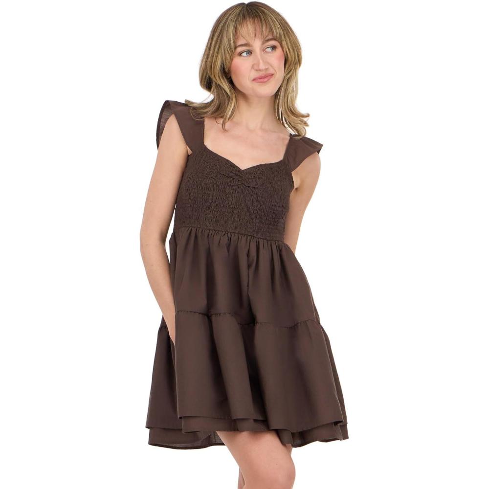 image:imageForever 21 Womens Doublelayer Romper With Smocked WaistBrown