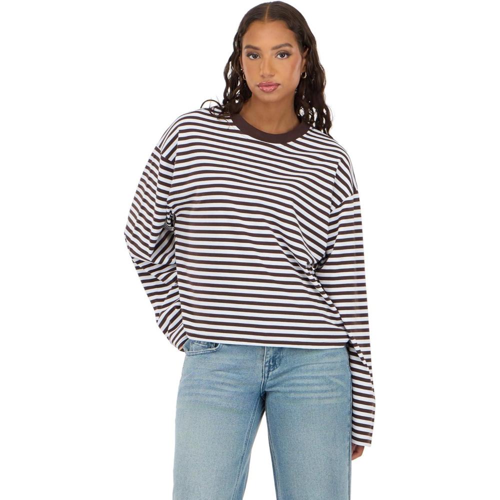 image:imageForever 21 Womens Long Sleeve Crew Neck TopBrown