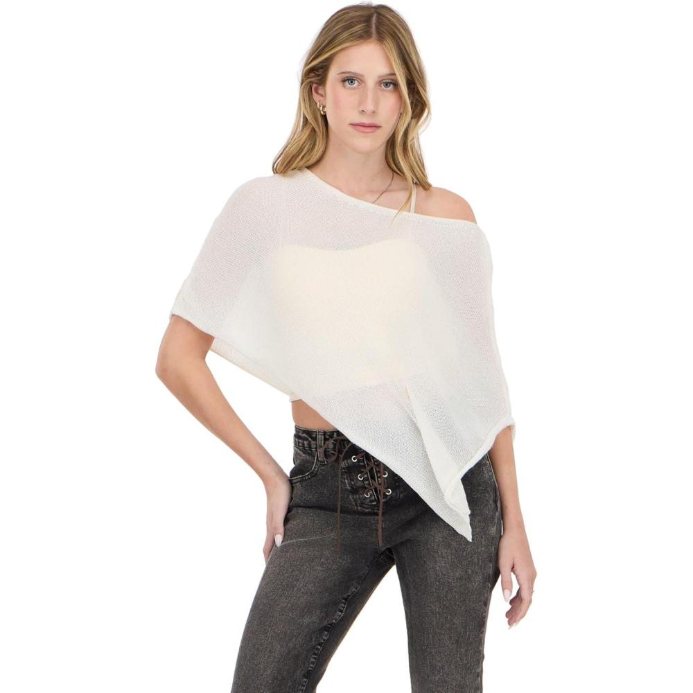 image:imageForever 21 Womens Poncho Top with Asymmetrical HemIvory
