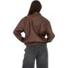 Forever 21 Women’s Bomber Jacket With Zip Front Faux Leather Outerwear(Brown)