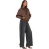 Forever 21 Women’s Bomber Jacket With Zip Front Faux Leather Outerwear(Brown)