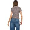 Forever 21 Women’s Collared Button-Down Top with Ruffle Hem and Cinched Under-Bust Line(Brown)