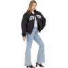 Forever 21 Women’s Nylon Bomber Jacket With Patch Graphics(Black)
