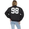 Forever 21 Women’s Nylon Bomber Jacket With Patch Graphics(Black)