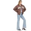 Forever 21 Women’s Nylon Bomber Jacket With Patch Graphics(Brown)