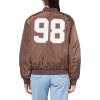 Forever 21 Women’s Nylon Bomber Jacket With Patch Graphics(Brown)