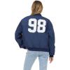 Forever 21 Women’s Nylon Bomber Jacket With Patch Graphics(Navy)