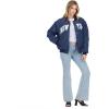 Forever 21 Women’s Nylon Bomber Jacket With Patch Graphics(Navy)