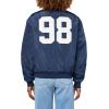 Forever 21 Women’s Nylon Bomber Jacket With Patch Graphics(Navy)