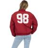 Forever 21 Women’s Nylon Bomber Jacket With Patch Graphics(Red)