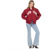 Forever 21 Women’s Nylon Bomber Jacket With Patch Graphics(Red)