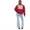 Forever 21 Women’s Nylon Bomber Jacket With Patch Graphics(Red)