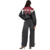 Forever 21 Women’s Oversized Pu Jacket With Self Patch Details(Black)