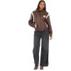 Forever 21 Women’s Oversized Pu Jacket With Self Patch Details(Brown)