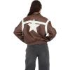 Forever 21 Women’s Oversized Pu Jacket With Self Patch Details(Brown)