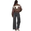 Forever 21 Women’s Oversized Pu Jacket With Self Patch Details(Brown)